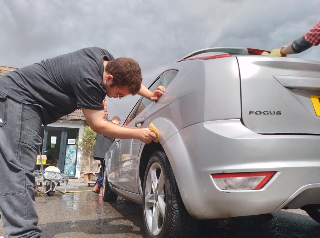 EMA Students car washing, during the Community Fundraising in Gillingham for Dementia Awareness.